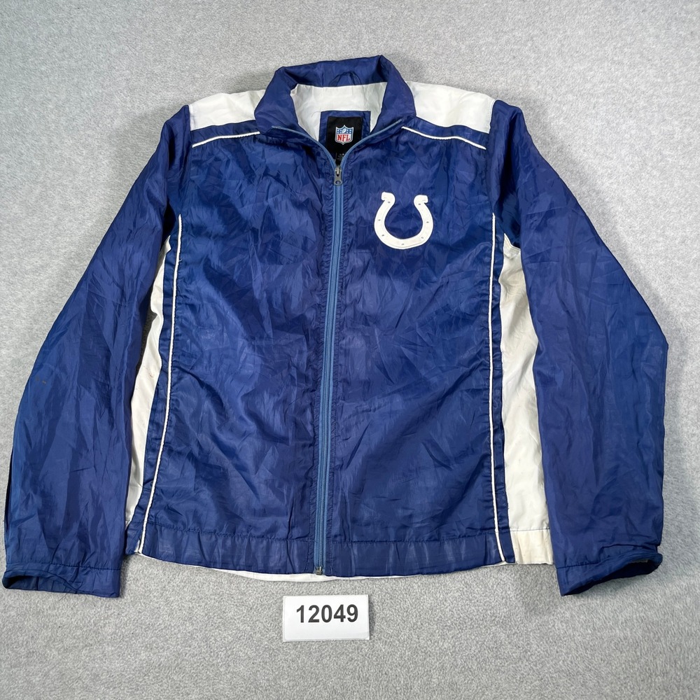 NFL Indianapolis Colts Windbreaker Jacket Blue White Full Zip Mens Large 12049